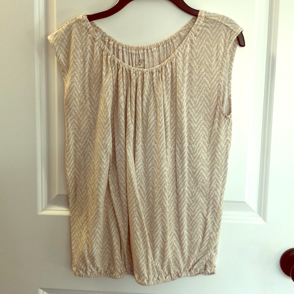 Casual Cream and Tan Cinch Top